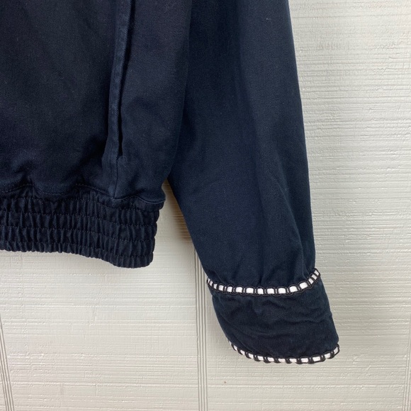 St. John Sport by Marie Gray Black Zip Up Bomber Jacket White Stitching Trim P - Picture 3 of 8
